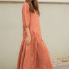 Asymmetrical smock drop Cupro maxi dress - Peach