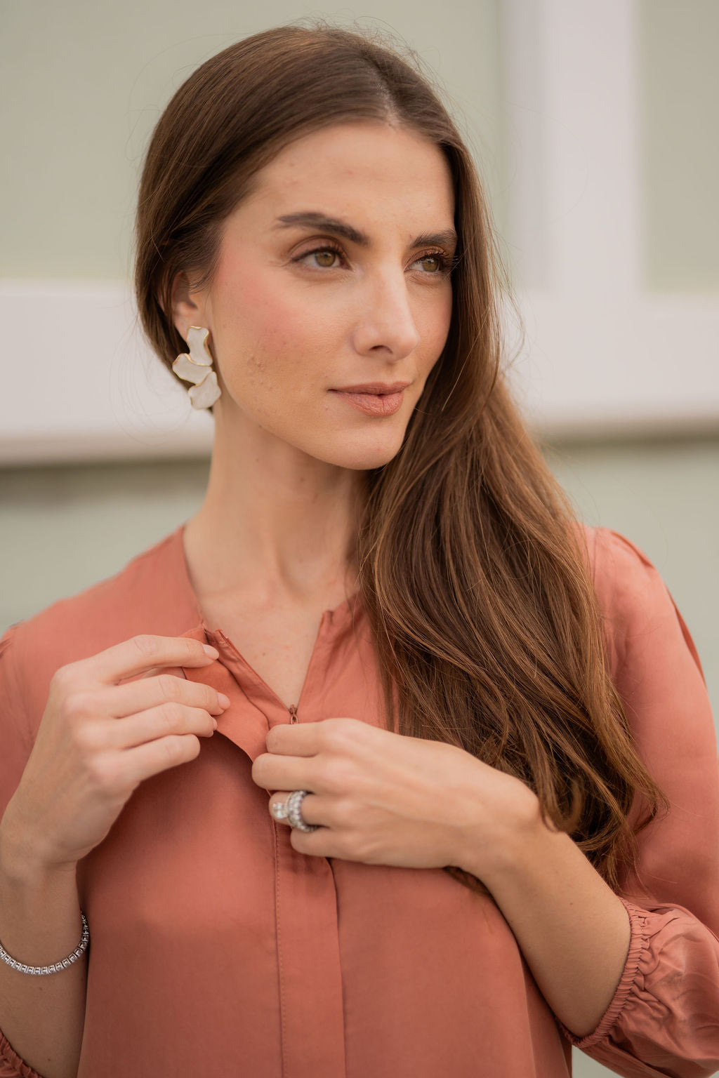Asymmetrical smock drop Cupro maxi dress - Peach