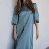 Selene Button-Trim Sleeve Dress - Sea foam