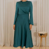 Long fit and flare satin dress