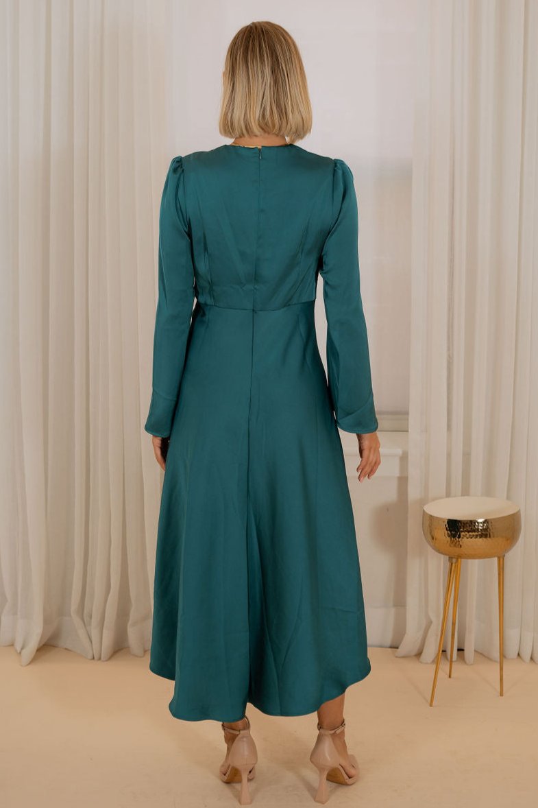 Long fit and flare satin dress Long fit and flare satin dress