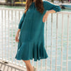 Soft Drape Panel Cupro Dress - Teal