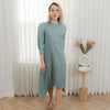 Cupro high-low side buttons dress