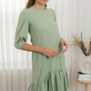 Linen round drop waist dress