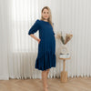 Linen round drop waist dress