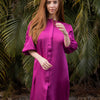 Selene Button-Trim Sleeve Dress - Magenta