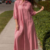 Linen Flow Maxi Dress - Pink