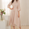 Satin asymmetrical hemline dress