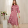Satin asymmetrical hemline dress