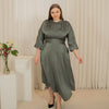 Satin asymmetrical hemline dress