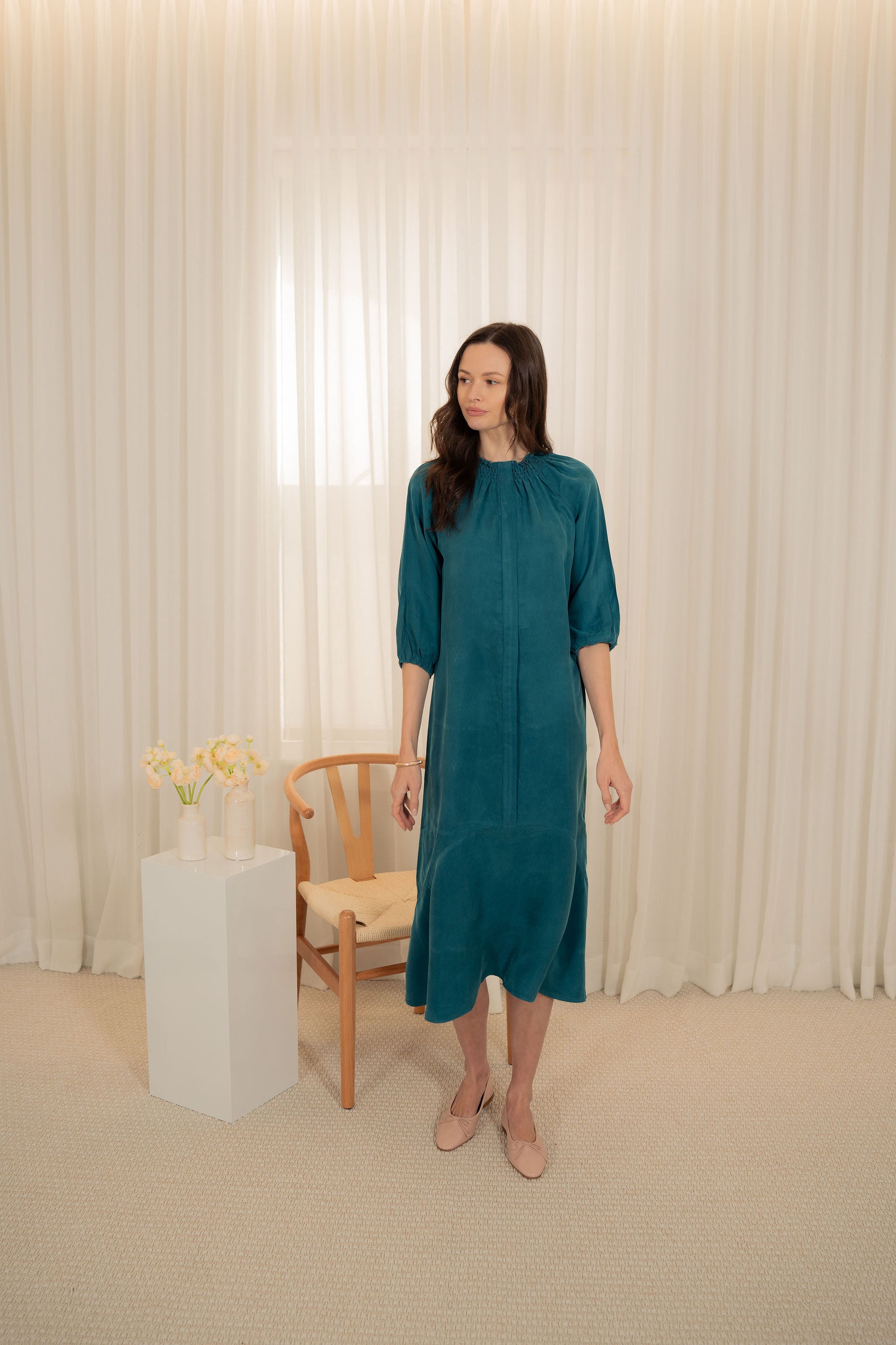 Cupro round bottom dress