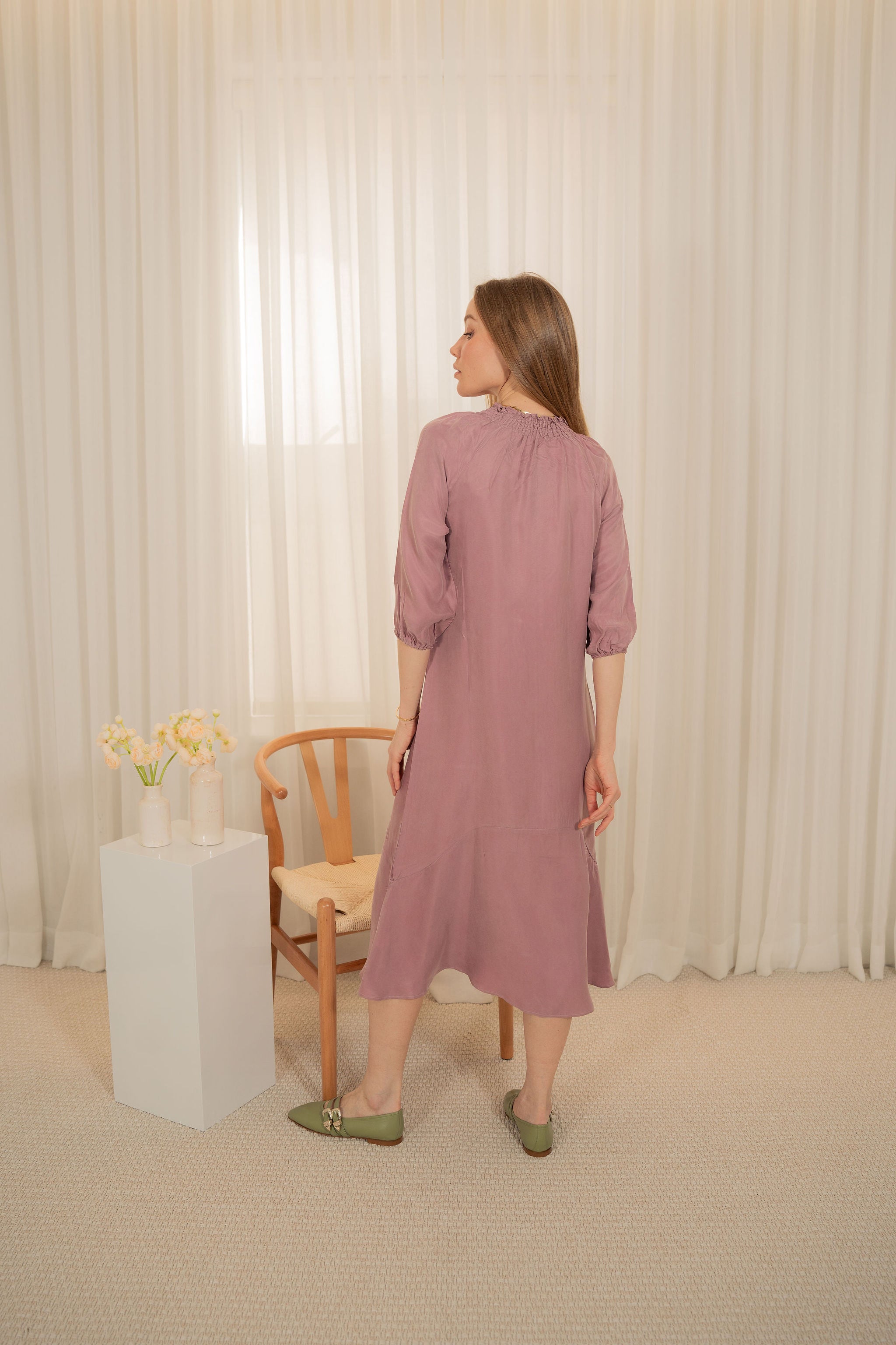 Cupro round bottom dress