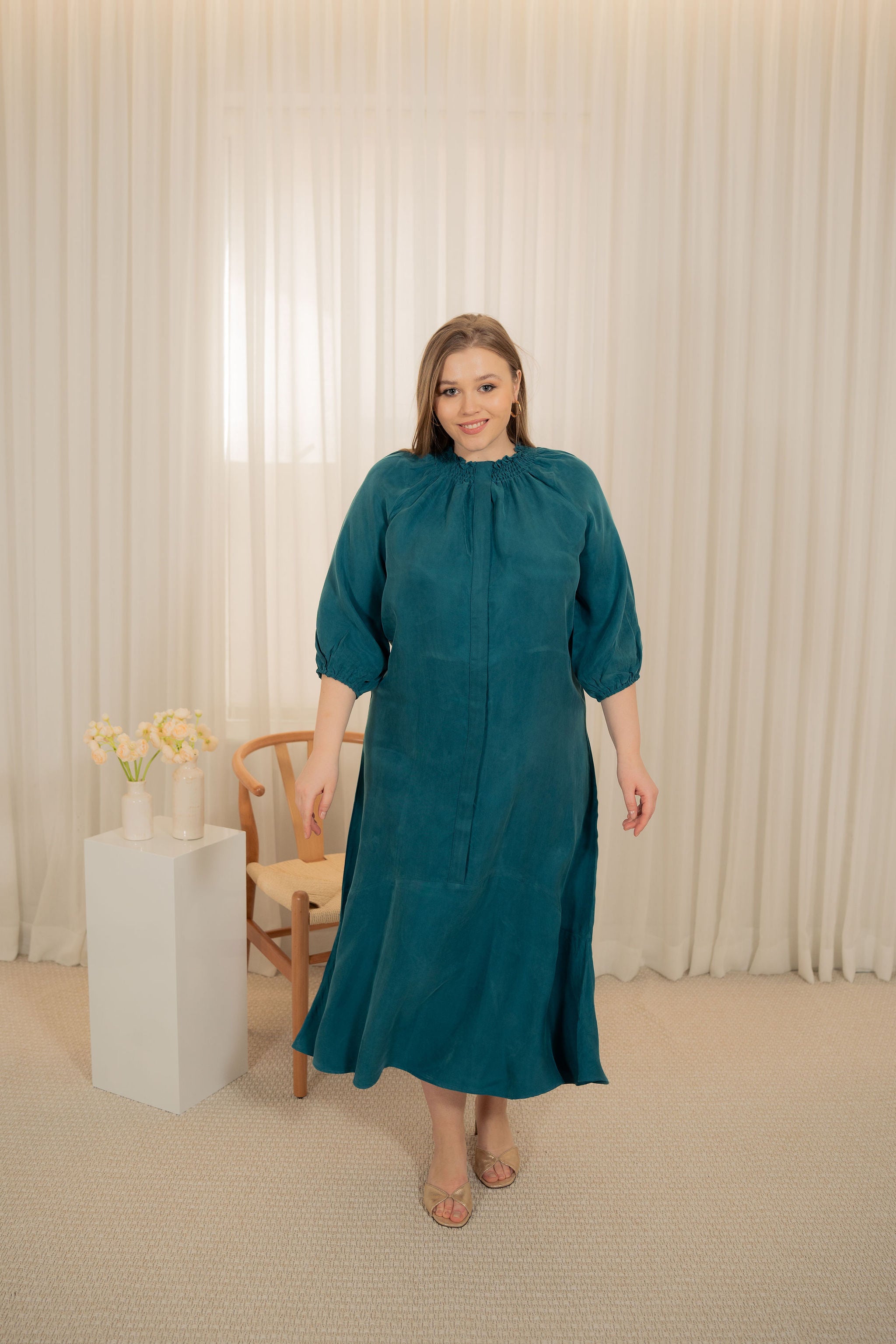 Cupro round bottom dress