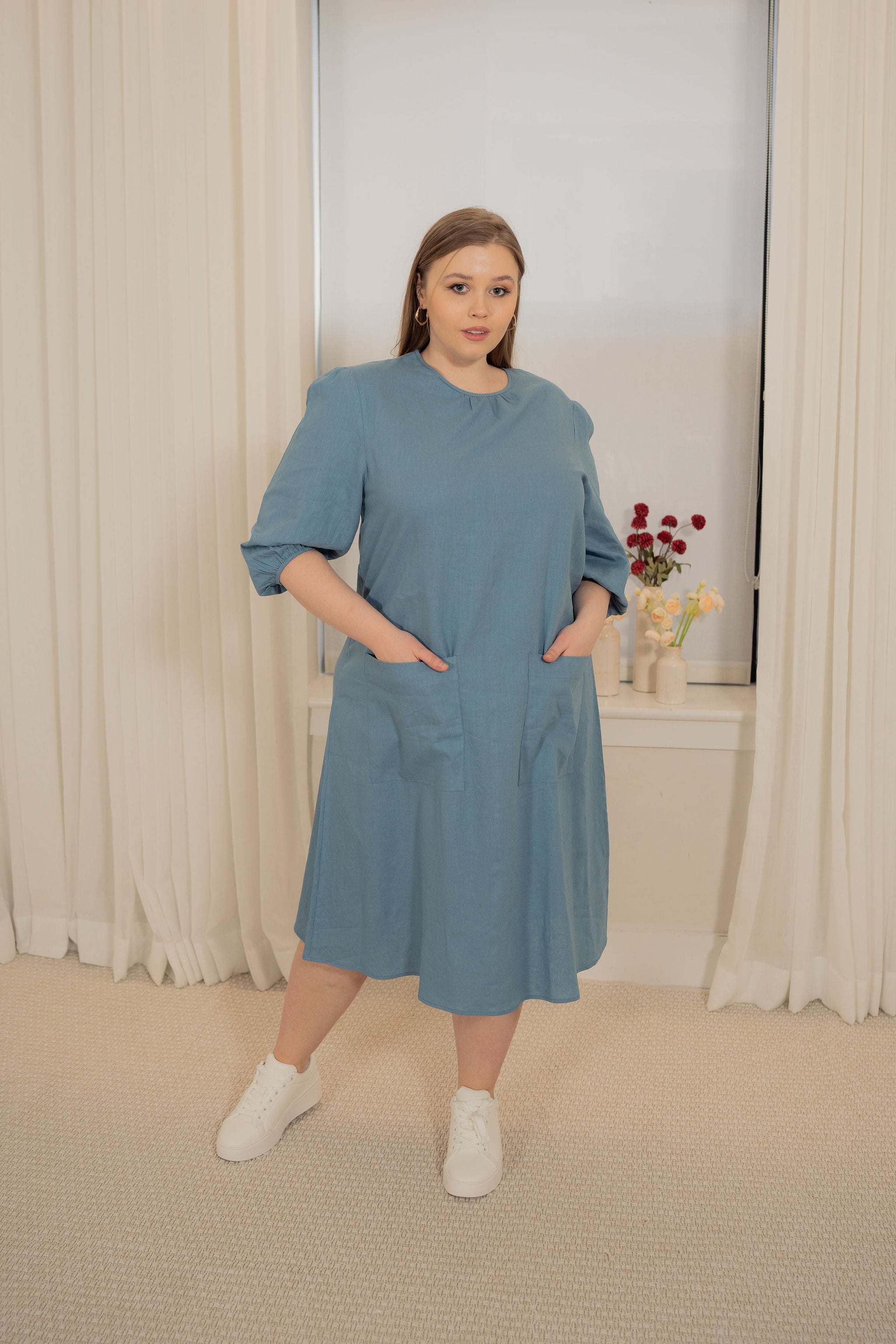 A-line Linen pocket dress