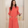 A-line Linen pocket dress - Coral