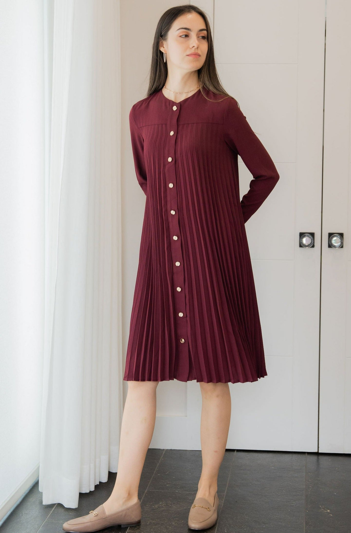 Pleated Button down dress