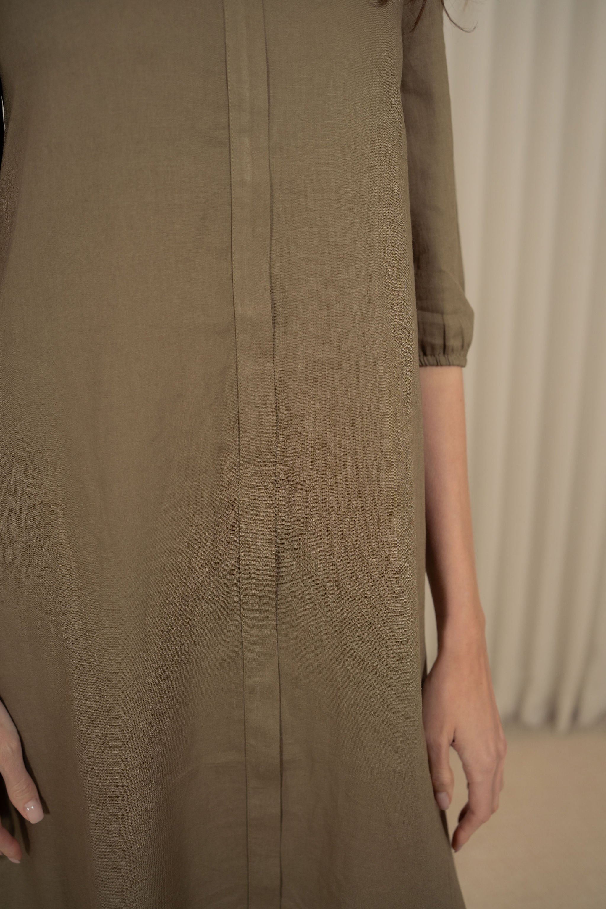 A-line Olive Linen dress