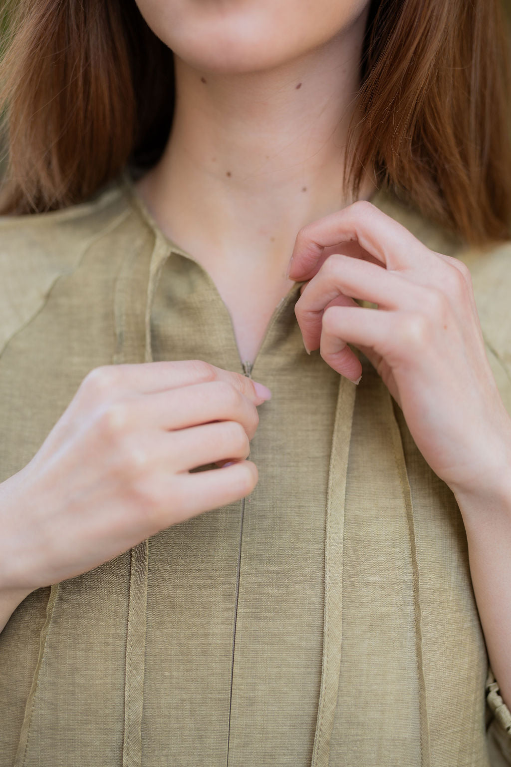 Willow Wave trim Dress - Olive