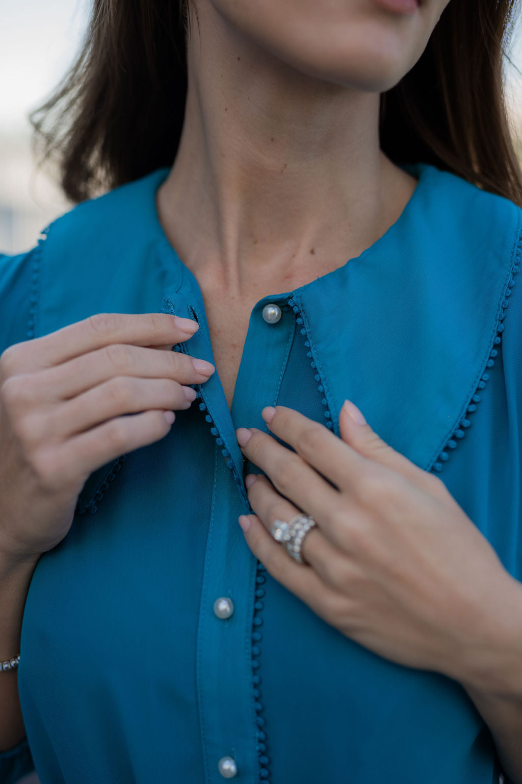 Luna Pearl Chiffon Dress - Turquoise