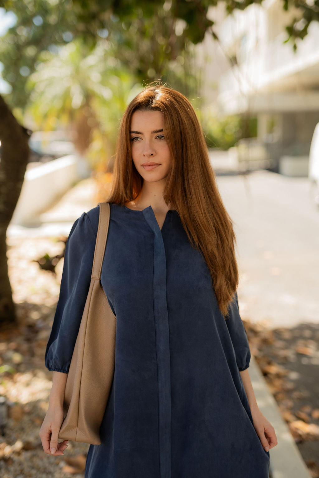 Cupro Ankle length dress - Navy