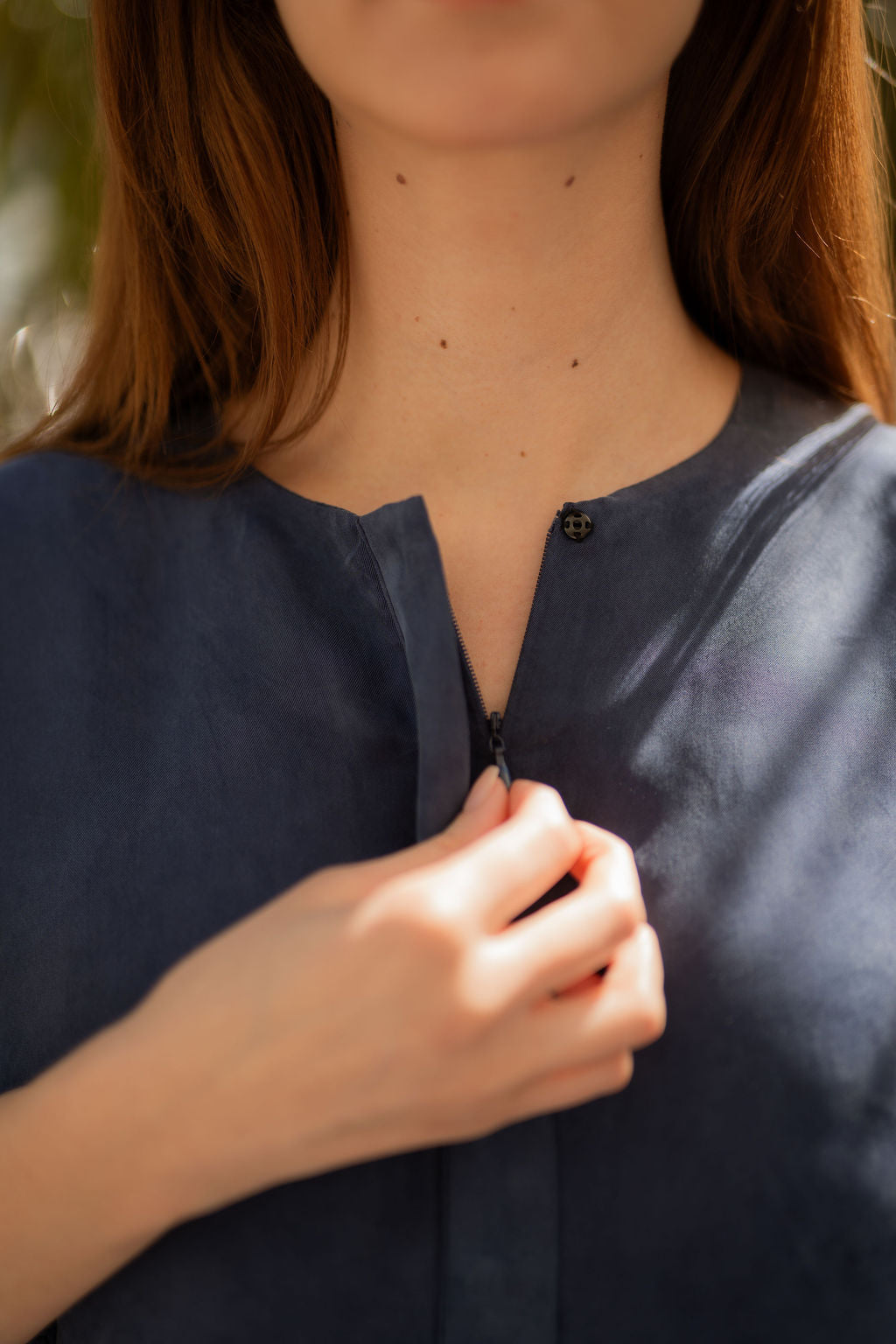 Cupro Ankle length dress - Navy