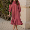 Soft Drape Panel Cupro Dress - Rose
