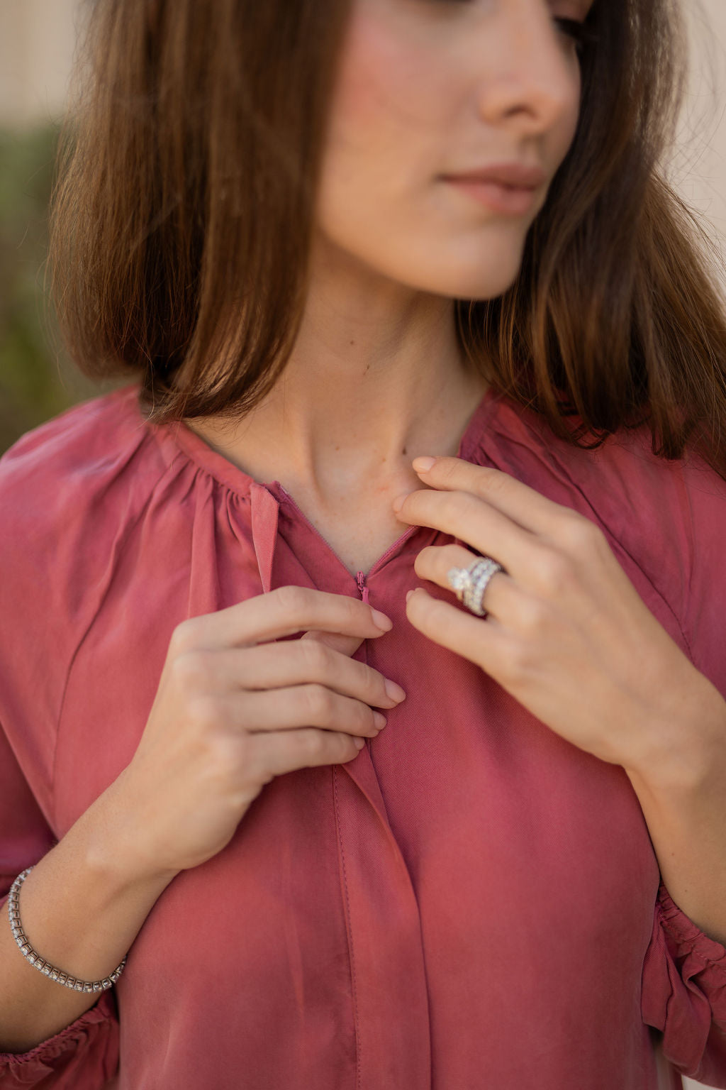 Soft Drape Panel Cupro Dress - Rose