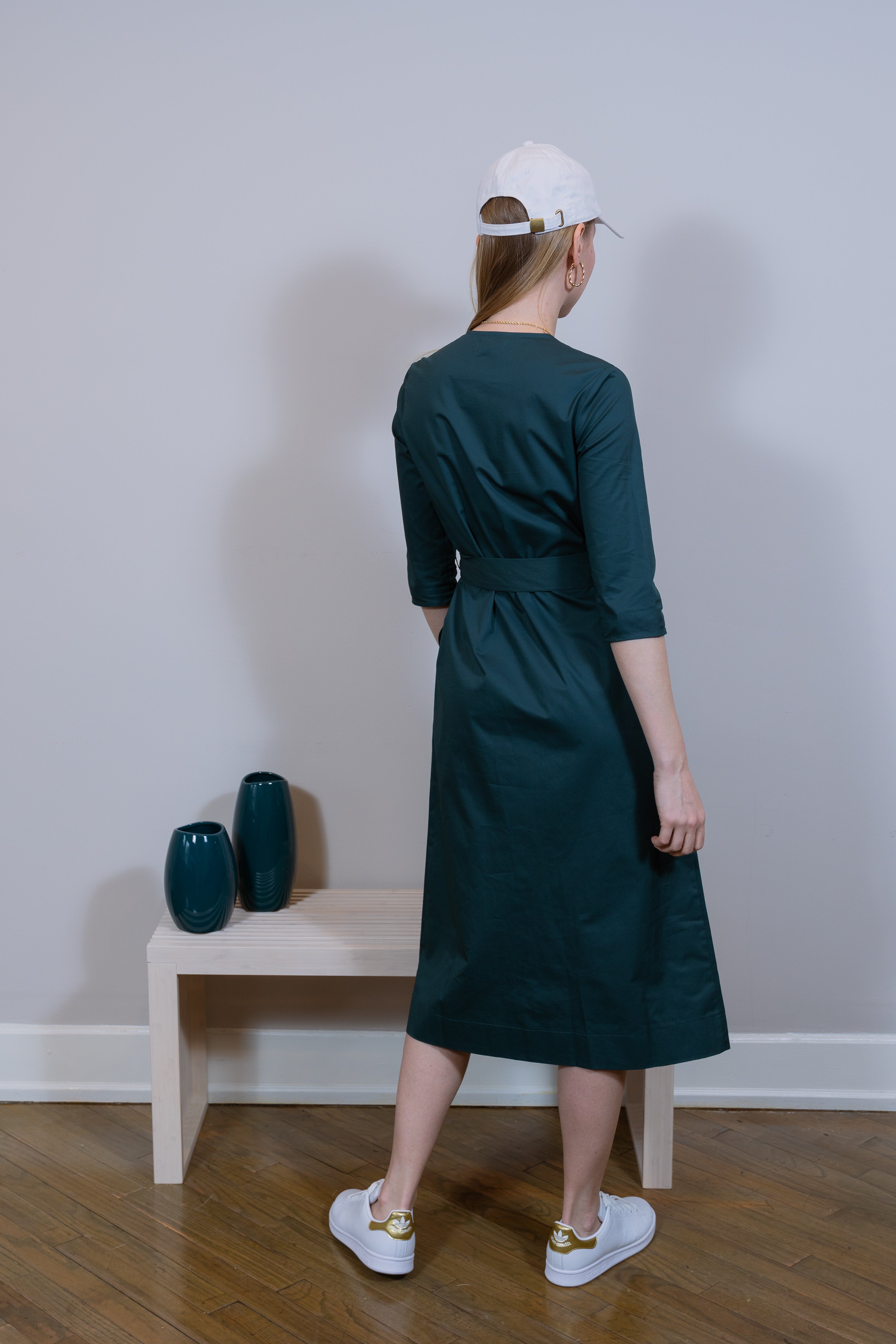 Cotton buttons down Dark Teal dress